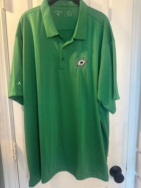 Antigua Green Striped Dallas Stars Polo Shirt 3XL